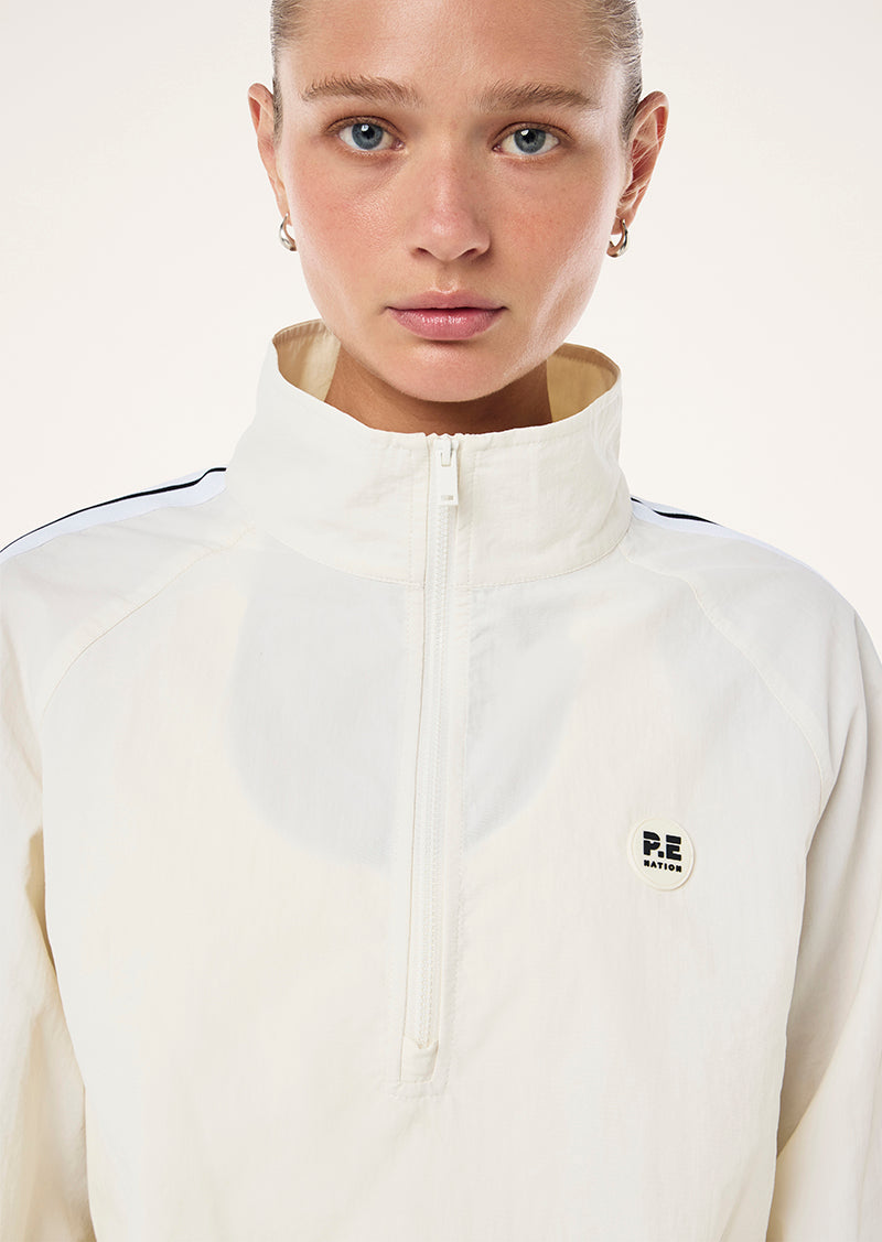 ULTRA JACKET IN WHISPER WHITE BY P.E NATION, WOMEN'S ATHLEISURE JACKET