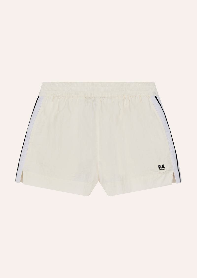 ULTRA SHORT IN WHISPER WHITE BY P.E NATION, WOMEN'S ATHLEISURE SHORTS