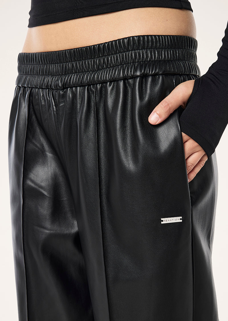 UNITY PANTS IN BLACK BY P.E NATION, WOMEN'S ATHLEISURE LEATHER PANTS