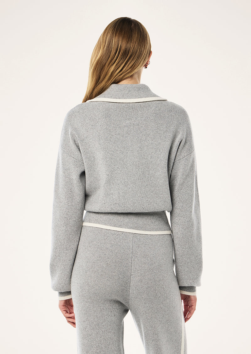VERGE KNIT JACKET IN GREY MARLE BY P.E NATION, WOMENS ATHLEISURE LOUNGEWEAR KNIT JACKET GREY