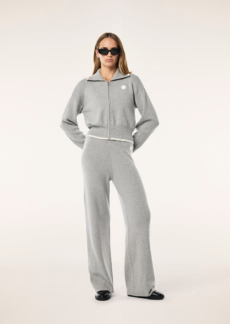VERGE KNIT JACKET IN GREY MARLE BY P.E NATION, WOMENS ATHLEISURE LOUNGEWEAR KNIT JACKET GREY