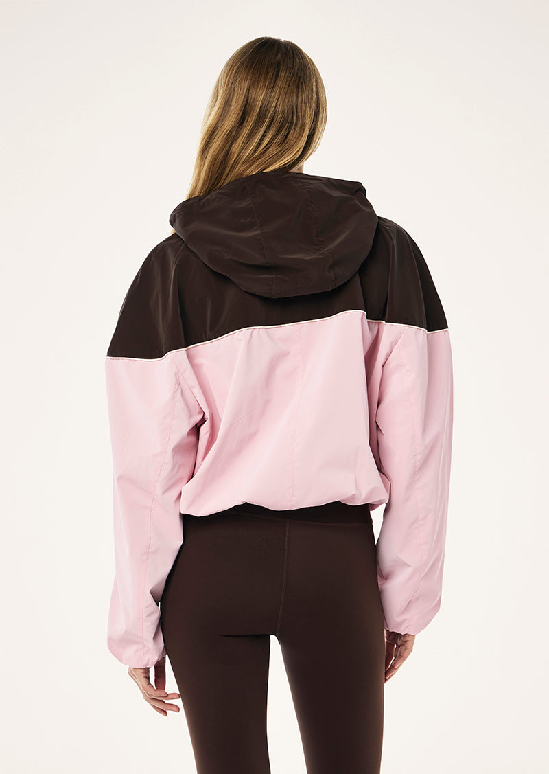 VERTEXT JACKET IN ESPRESSO BY P.E NATION, WOMENS ATHLEISURE SPRAY JACKET BROWN