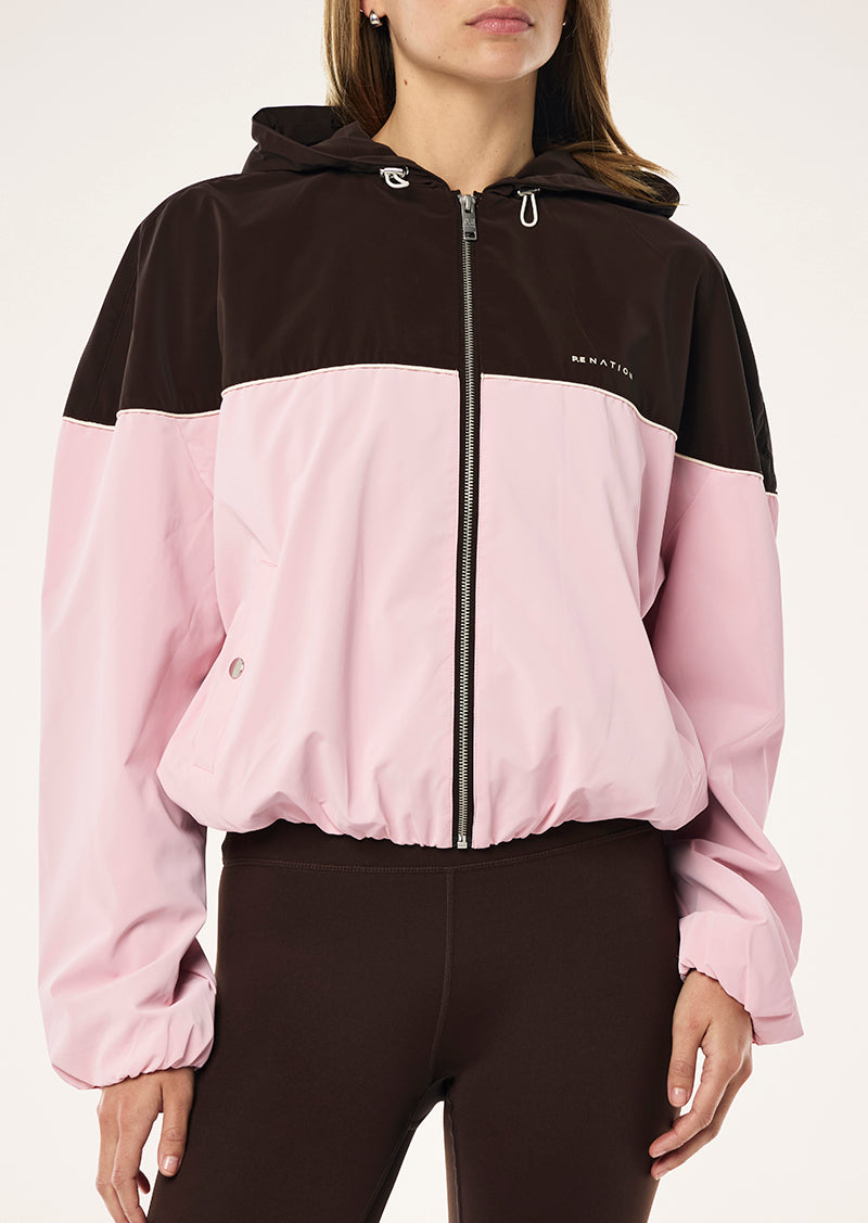 VERTEXT JACKET IN ESPRESSO BY P.E NATION, WOMENS ATHLEISURE SPRAY JACKET BROWN