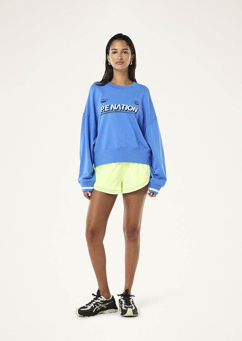VITA SWEAT IN PALACE BLUE BY P.E NATION WOMENS ATHLEISURE SWEAT SHIRTS