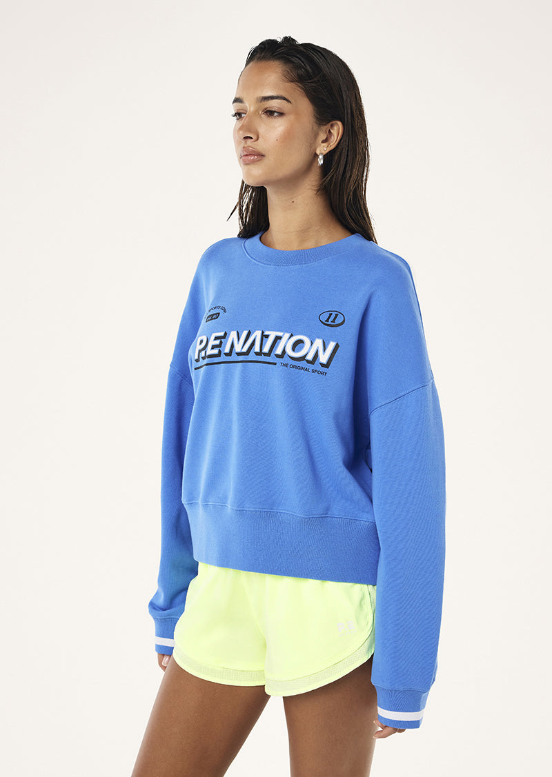 VITA SWEAT IN PALACE BLUE BY P.E NATION WOMENS ATHLEISURE SWEAT SHIRTS