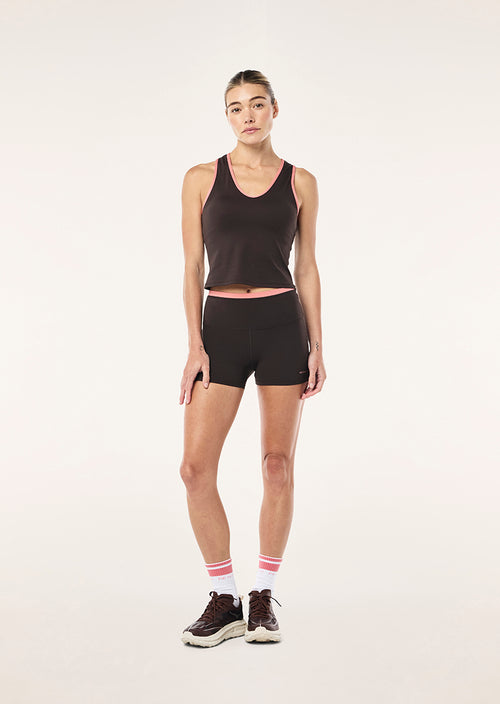 VITA 2 5 BIKE SHORT IN LICORICE AND DUSTY PINK BY P.E NATION