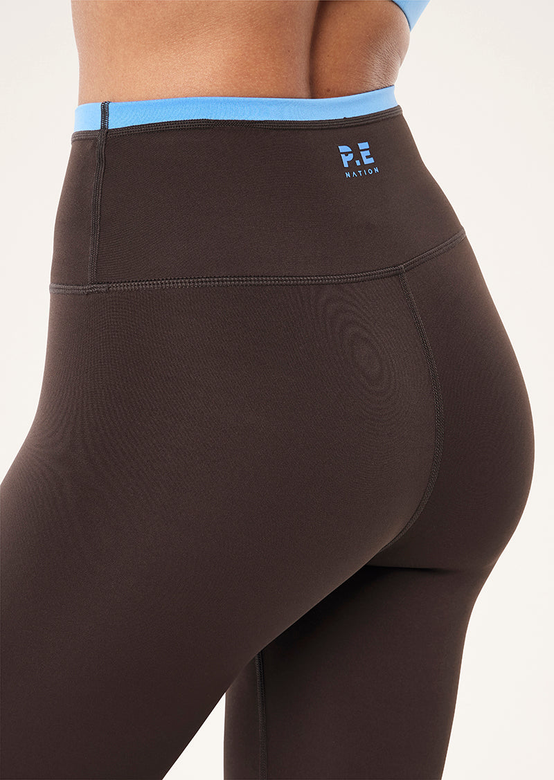 VITA 7/8 LEGGING IN COFFEE & MARINA BLUE BY P.E NATION, WOMEN'S ATHLEISURE 7/8 LEGGINGS