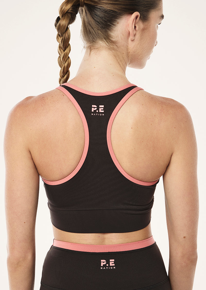 VITA SPORTS BRA IN LICORICE & DUSTY PINK