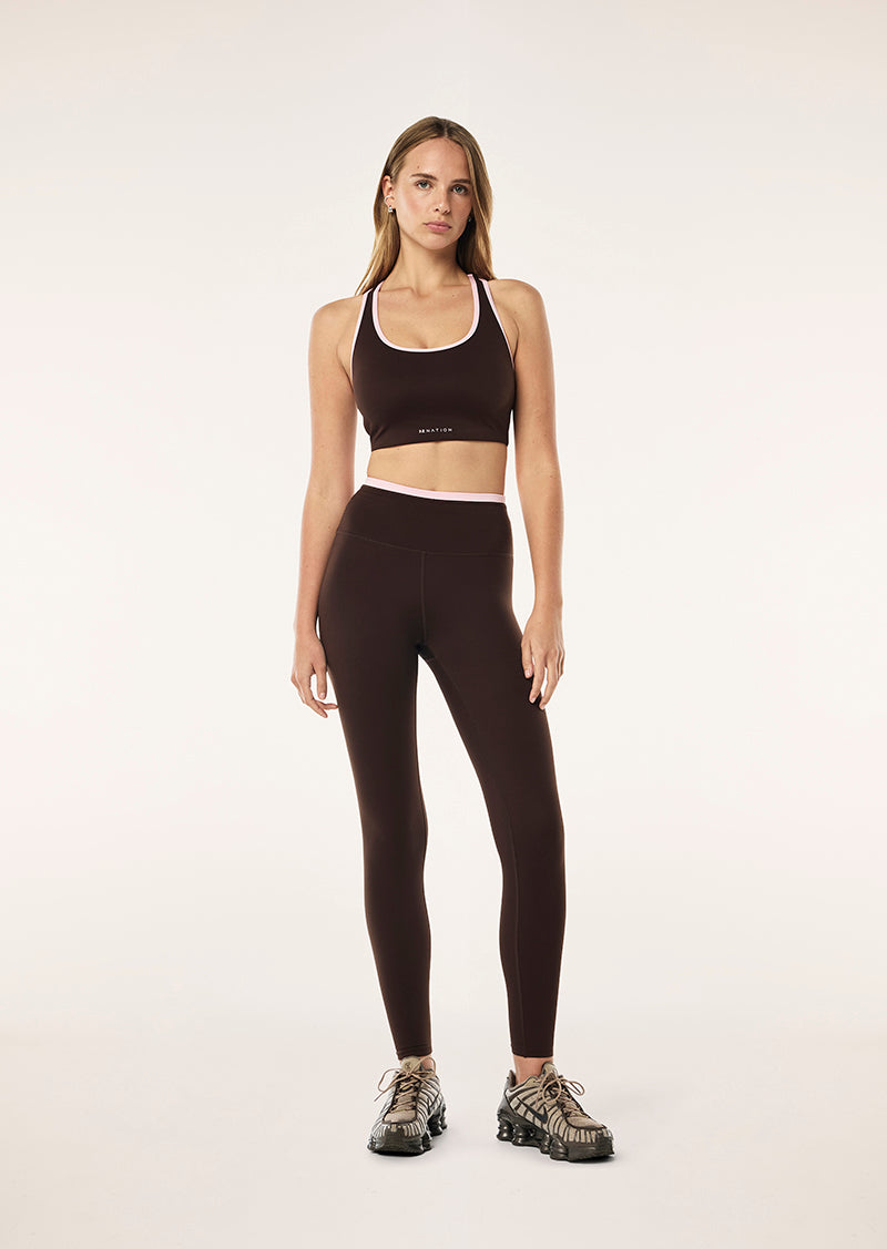 VITA FULL LENGTH LEGGING IN ESPRESSO BY P.E NATION, WOMENS ACTIVE LEGGING BROWN