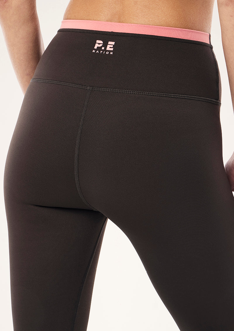 VITA FULL LENGTH LEGGING IN LICORICE AND DUSTY PINK BY P.E NATION WOMENS ATHLEISURE FULL LENGTH LEGGING