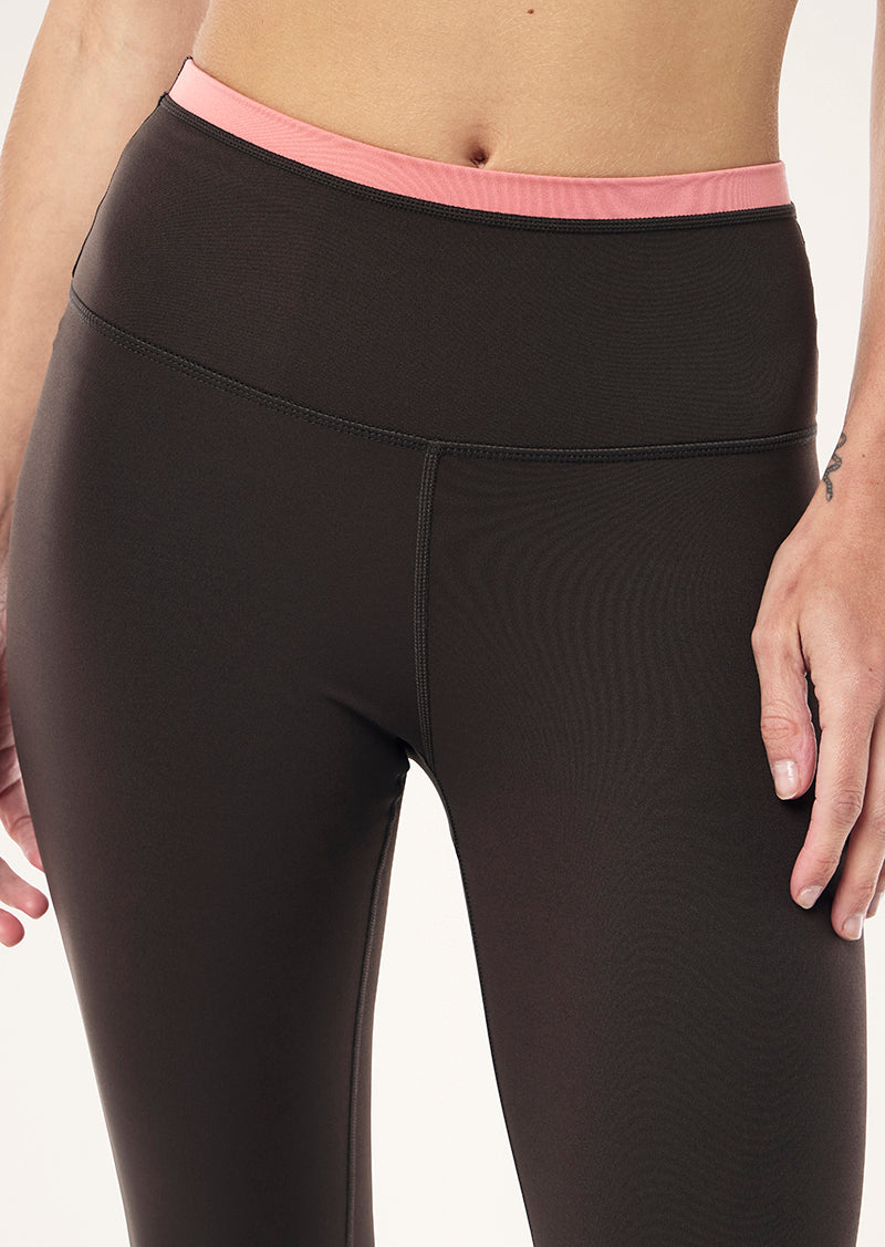 VITA FULL LENGTH LEGGING IN LICORICE AND DUSTY PINK BY P.E NATION WOMENS ATHLEISURE FULL LENGTH LEGGING