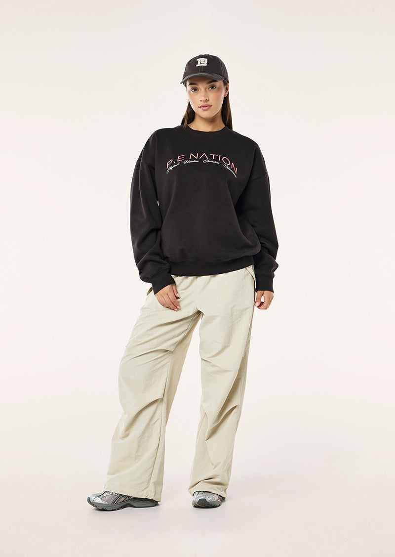 VOLUME SWEAT IN WASHED LICORICE BY P.E NATION WOMENS ATHLEISURE SWEATSHIRT