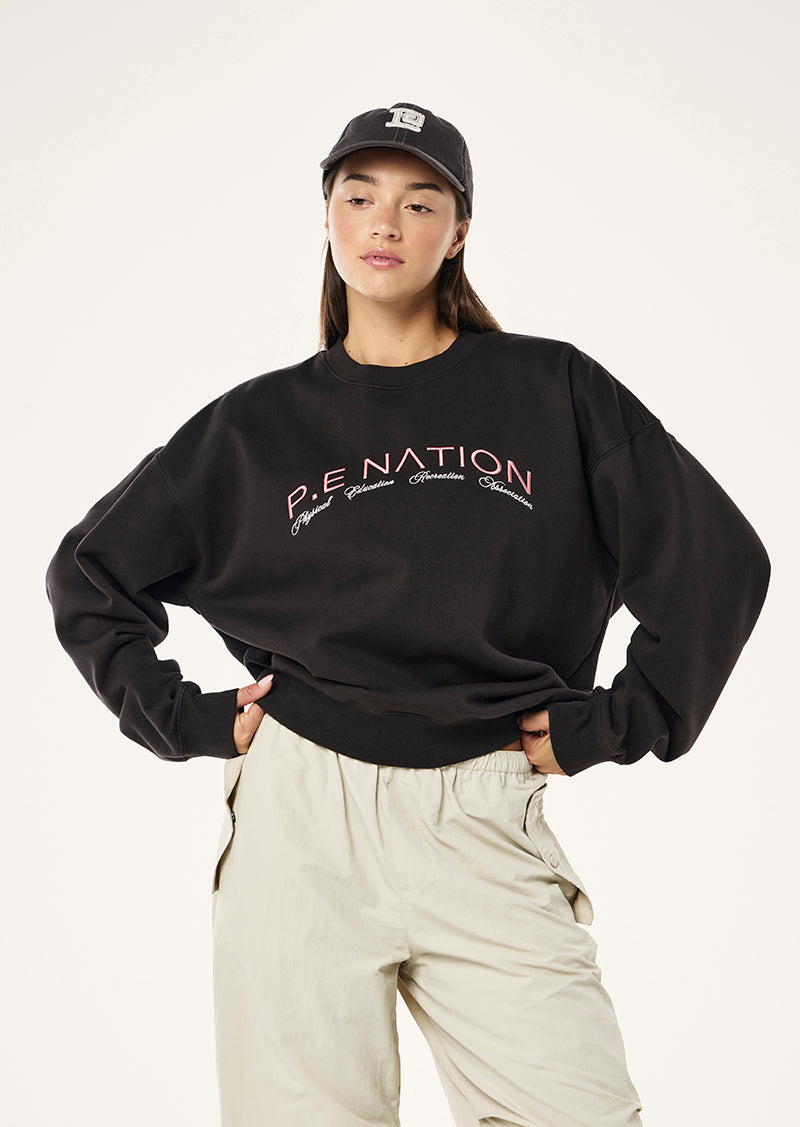 VOLUME SWEAT IN WASHED LICORICE BY P.E NATION WOMENS ATHLEISURE SWEATSHIRT