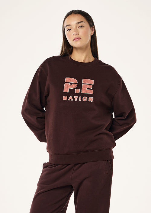 HEADS UP BOUCLE SWEAT IN MAHOGANY BY P.E NATION