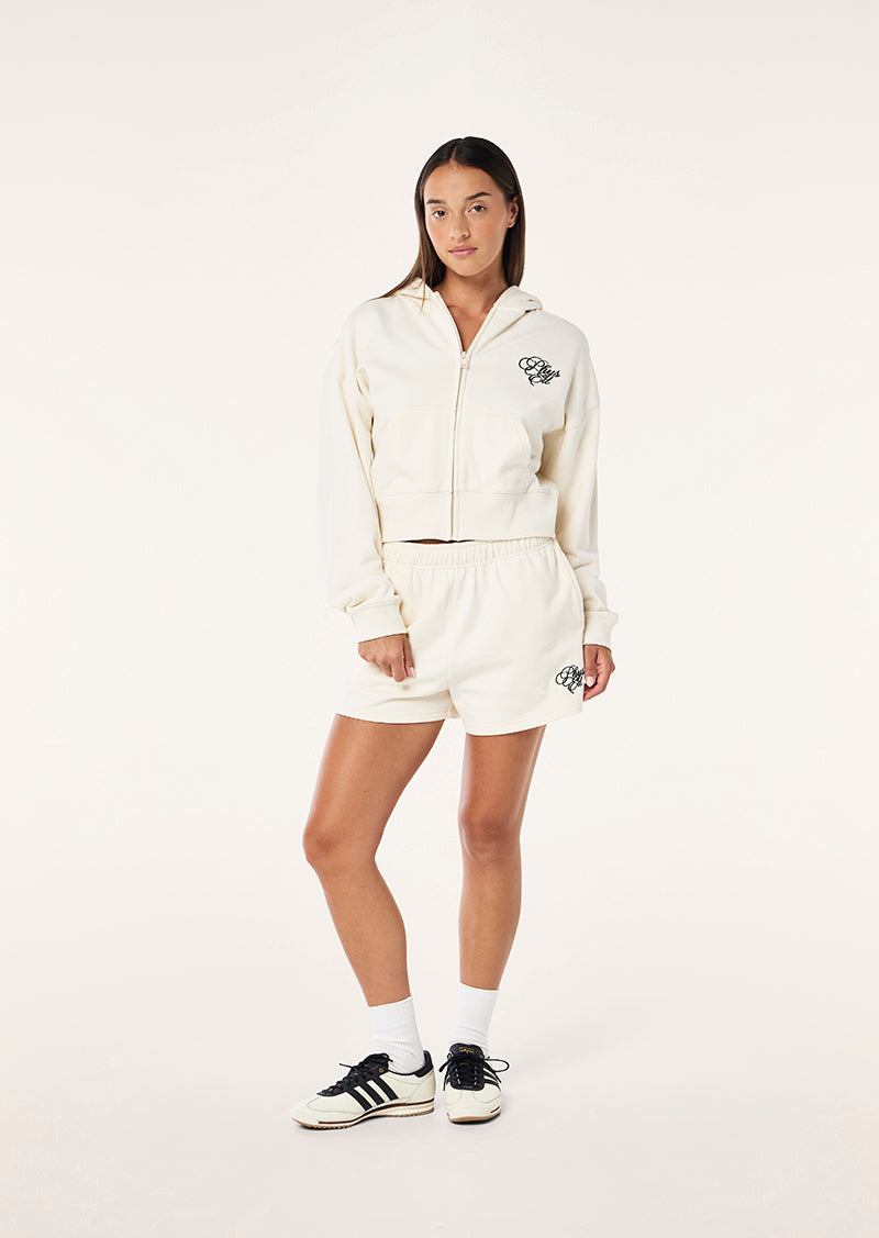 WARM UP ZIP THROUGH HOODIE IN WHISPER WHITE