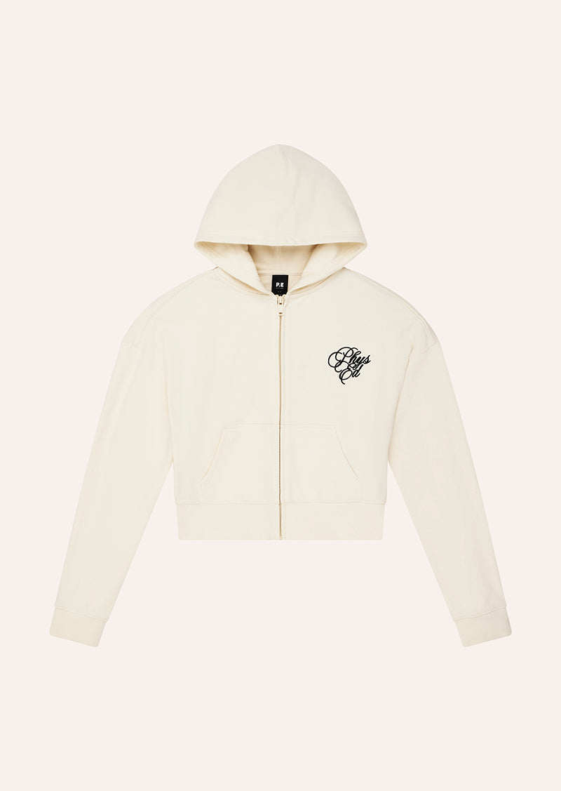 WARM UP ZIP THROUGH HOODIE IN WHISPER WHITE