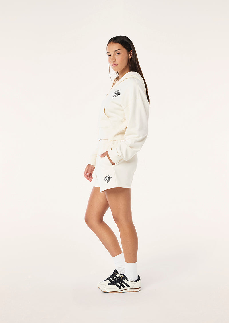 WARM UP ZIP THROUGH HOODIE IN WHISPER WHITE