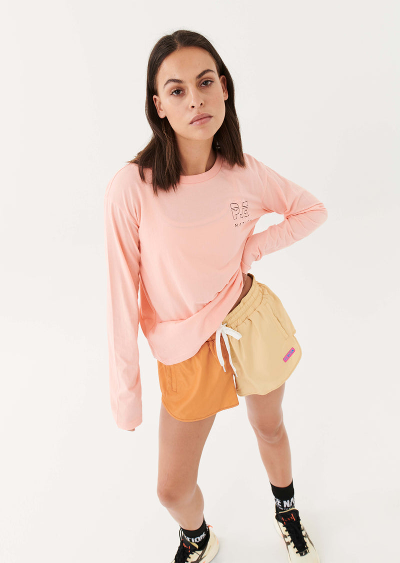 HEADS UP LS TOP IN PEACH BUD