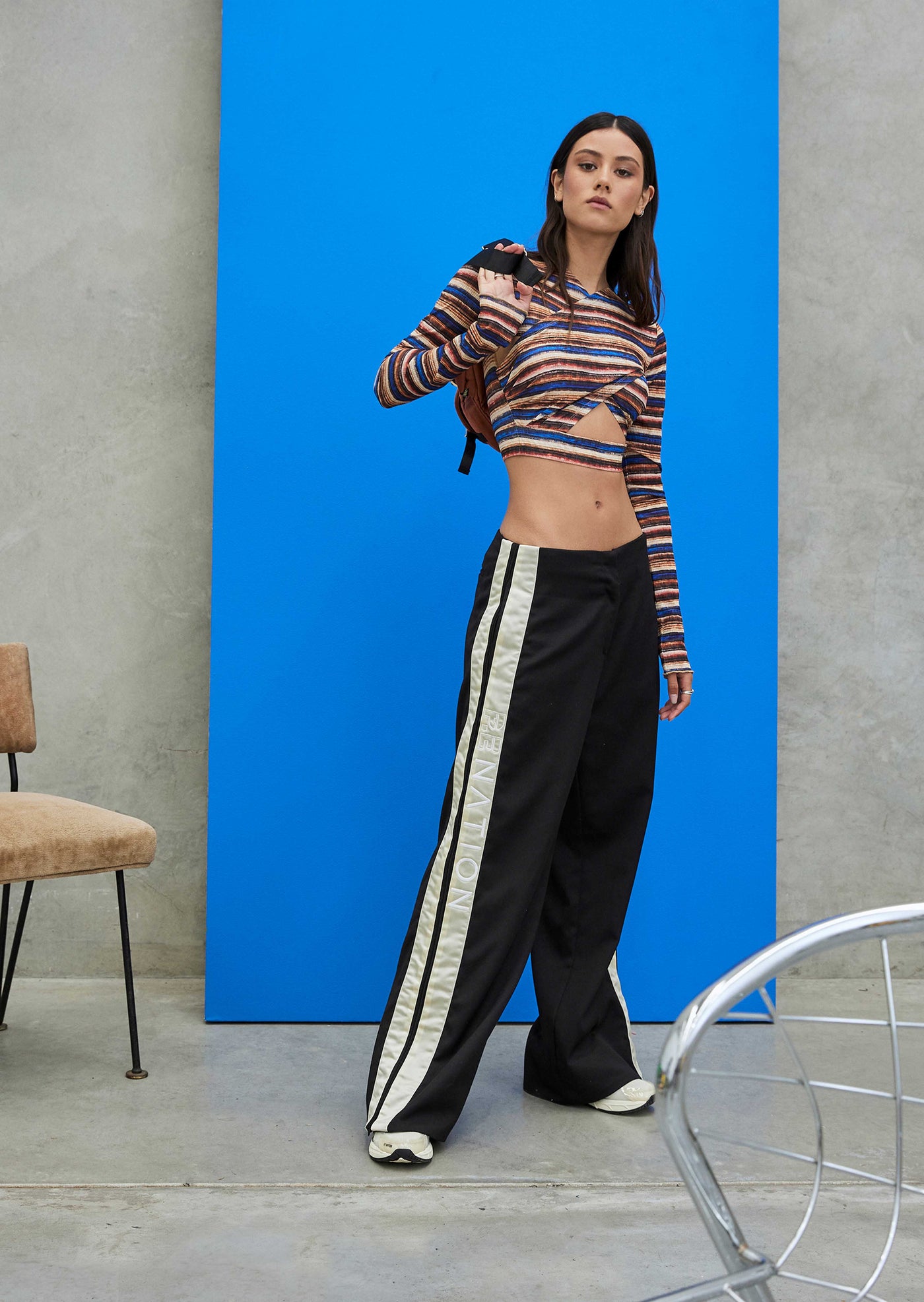 Wavelength Knit Ls Top Stripe Print P.E Nation
