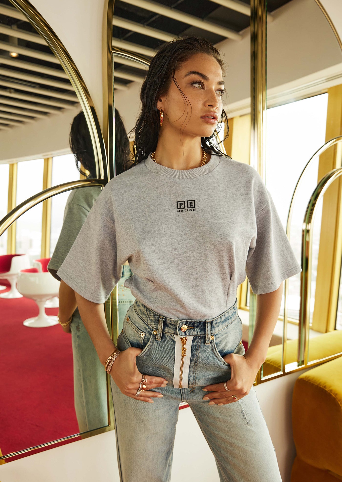GREY MARLE BODYSUIT IN GREY