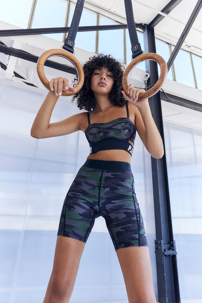 World Tour Sports Bra, Camo Print Dark