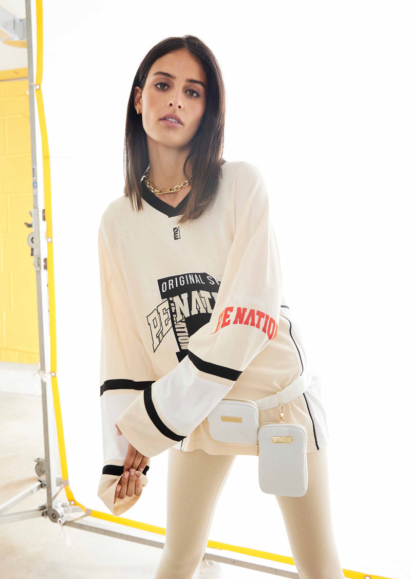 OVIE LS TOP IN PEARLED IVORY