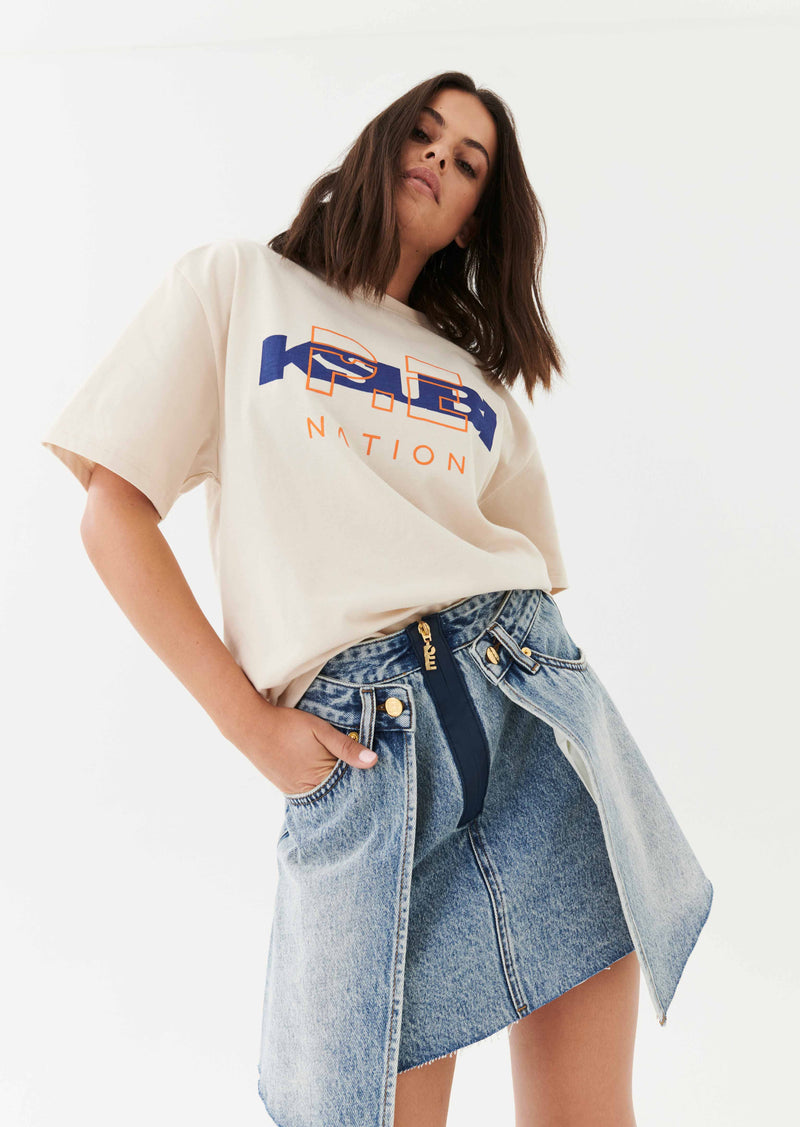 DOUBLE SKIRT IN LIGHT BLUE DENIM