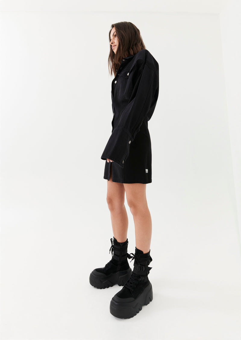NOIR CARGO DRESS IN BLACK DENIM
