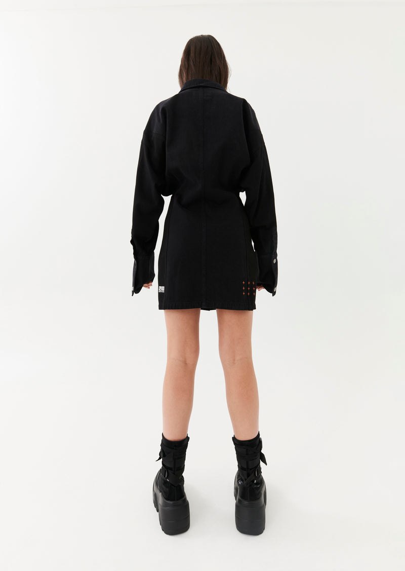 NOIR CARGO DRESS IN BLACK DENIM