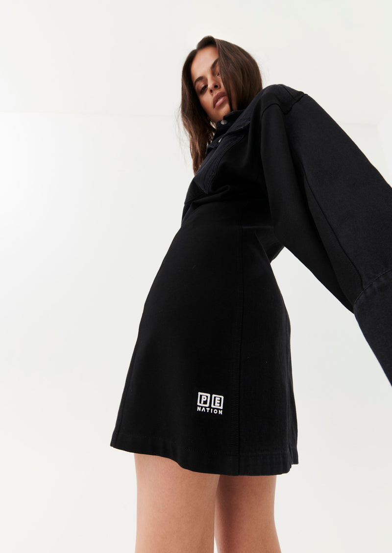 NOIR CARGO DRESS IN BLACK DENIM