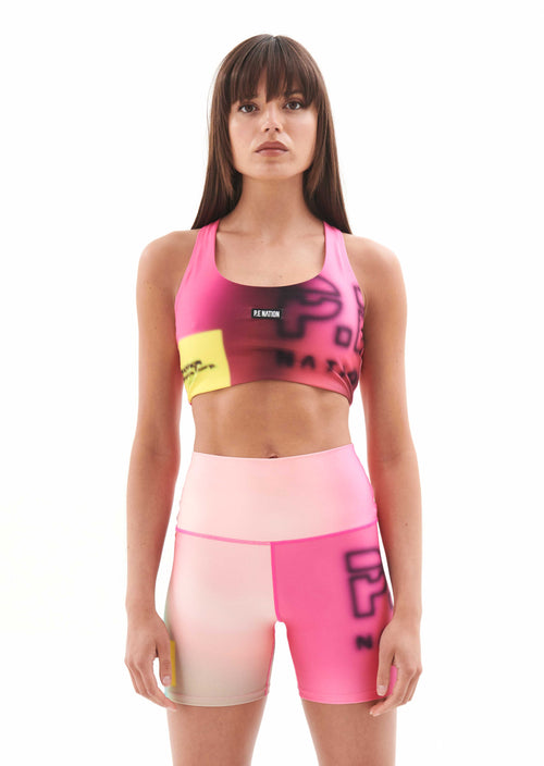 IMMERSION SPORTS BRA IN BLUR PRINT