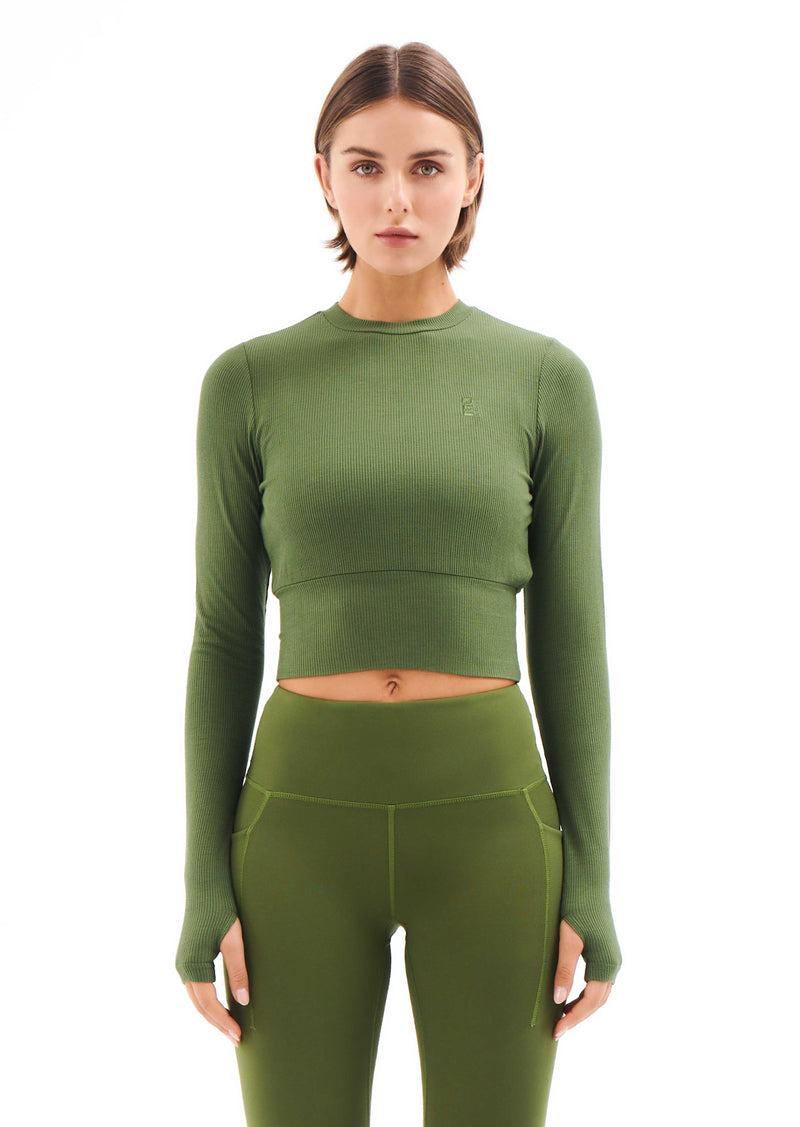 FREE PLAY RIB TEE IN PESTO