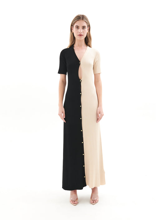 HIGH LINE KNIT DRESS IN MULTI