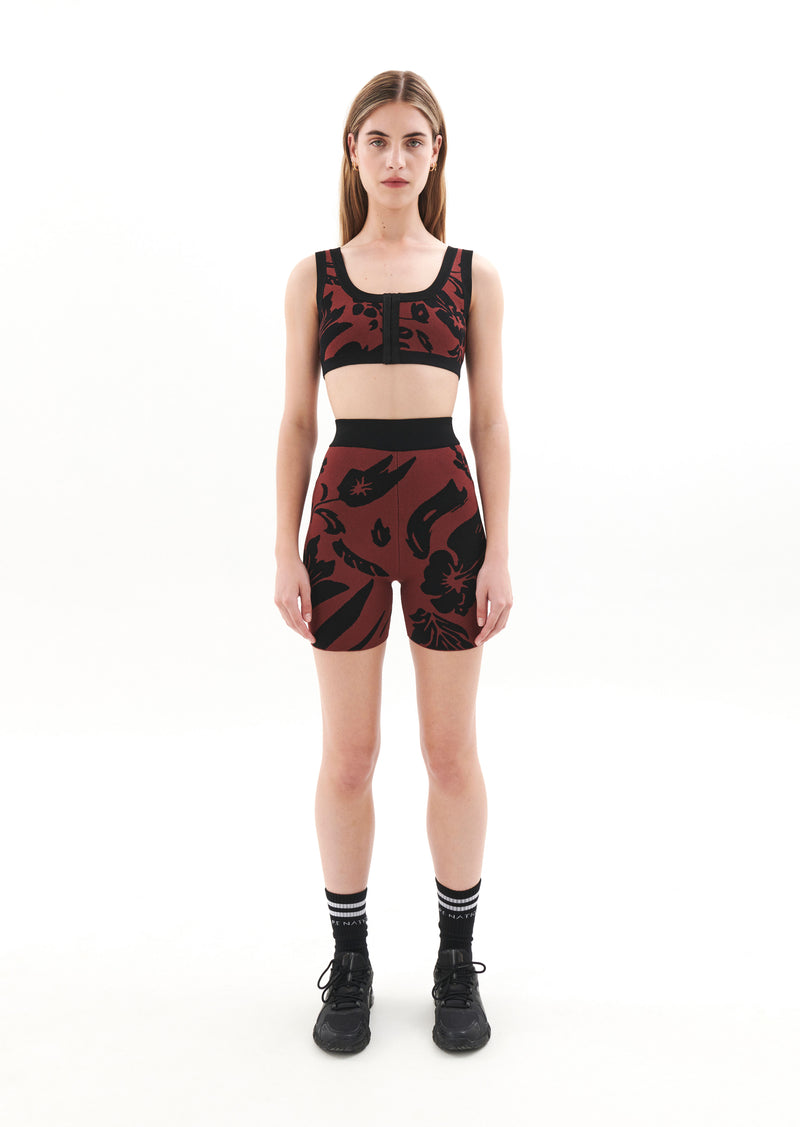 RECONNECT KNIT BIKE SHORT IN FLORAL PRINT
