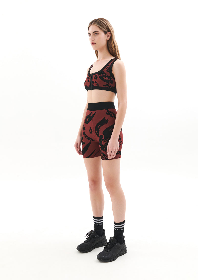 RECONNECT KNIT BIKE SHORT IN FLORAL PRINT