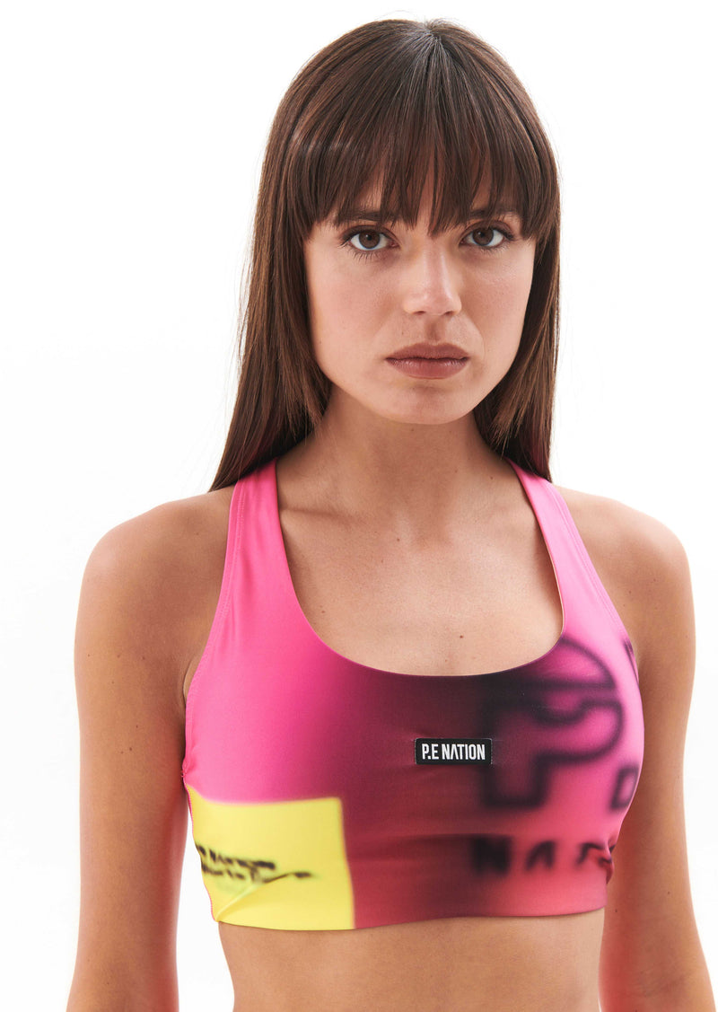 IMMERSION SPORTS BRA IN BLUR PRINT