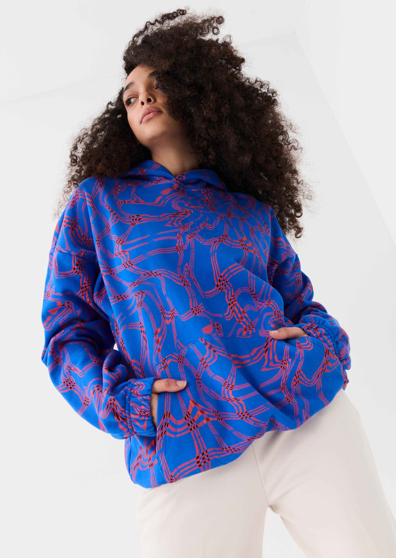 EQUILIBRIUM HOODIE IN LIQUID HERRINGBONE PRINT