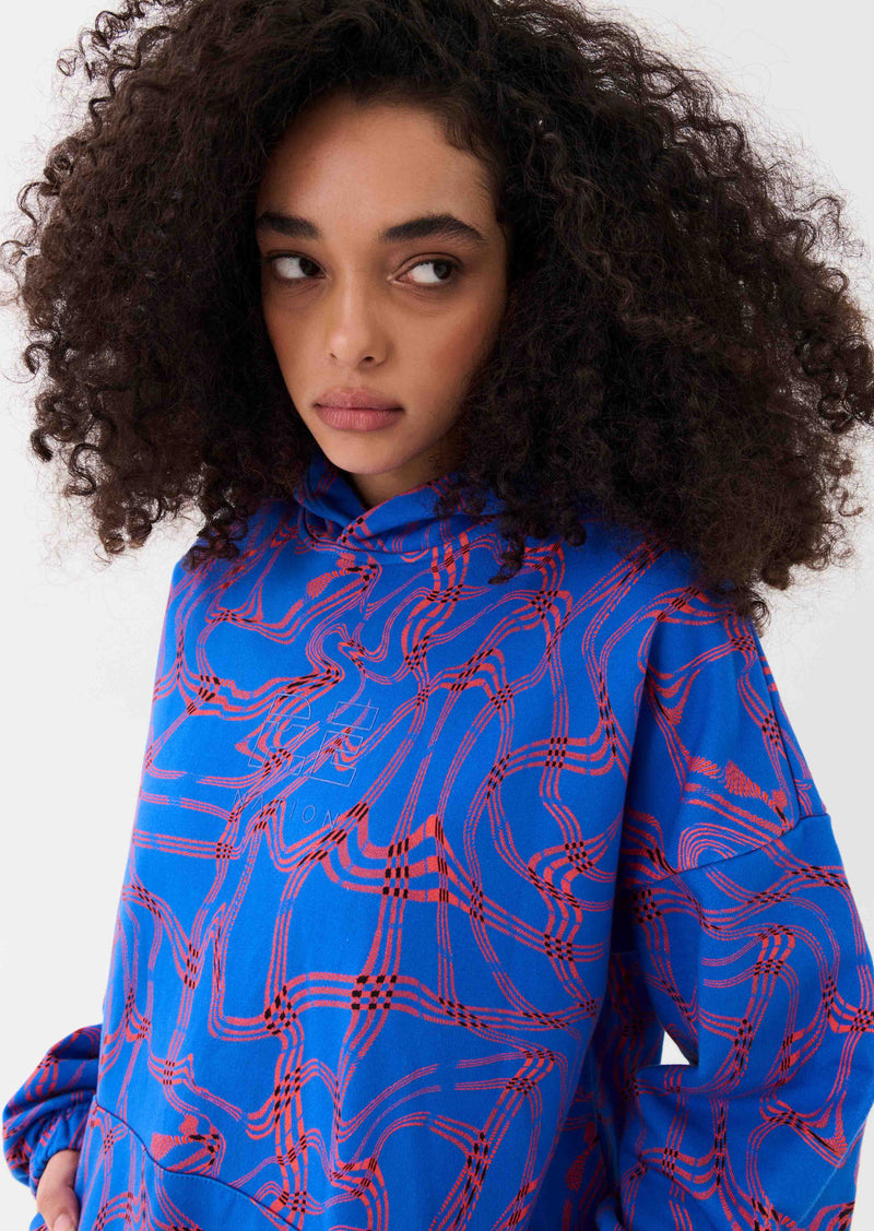 EQUILIBRIUM HOODIE IN LIQUID HERRINGBONE PRINT