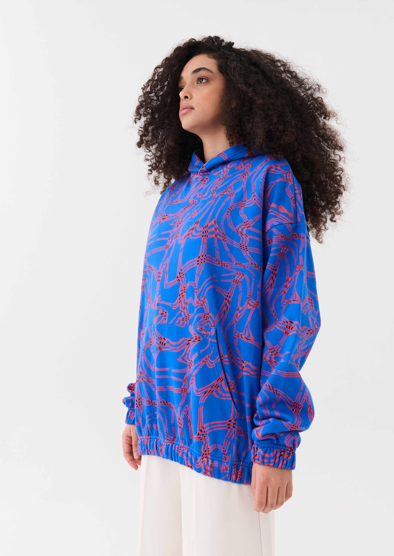 EQUILIBRIUM HOODIE IN LIQUID HERRINGBONE PRINT