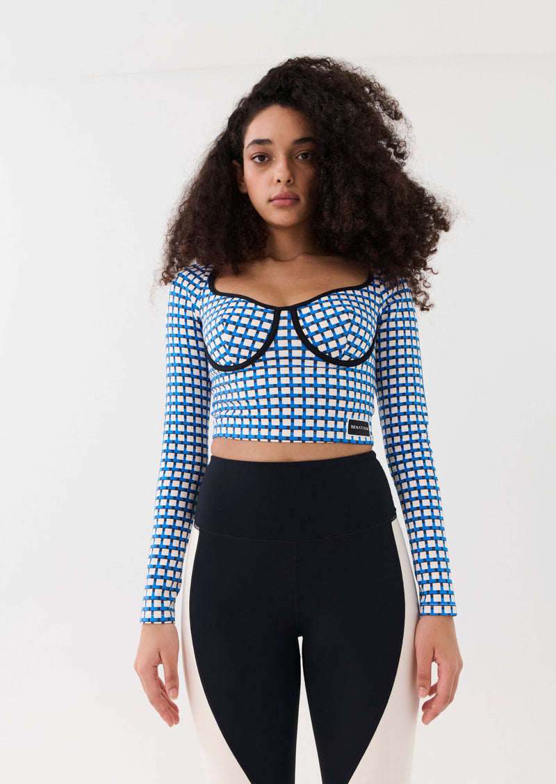 EMERGENCE LS TOP IN GEO PRINT BLUE