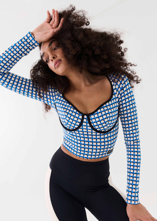 EMERGENCE LS TOP IN GEO PRINT BLUE