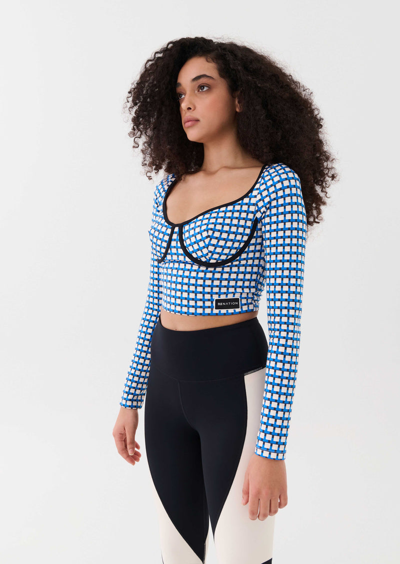 EMERGENCE LS TOP IN GEO PRINT BLUE