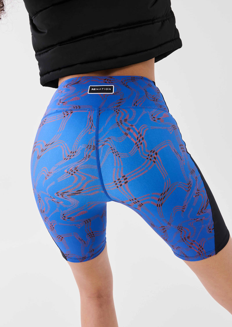 EQUILIBRIUM BIKE SHORT IN LIQUID HERRINGBONE PRINT