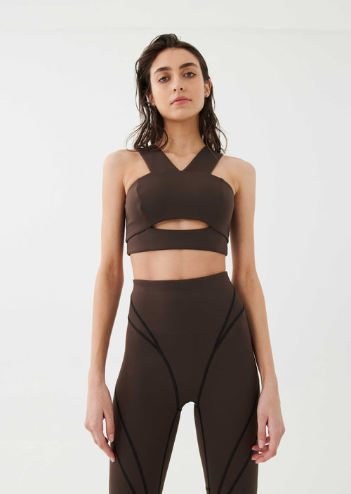 THROWBACK SPORTS BRA IN COFFEE
