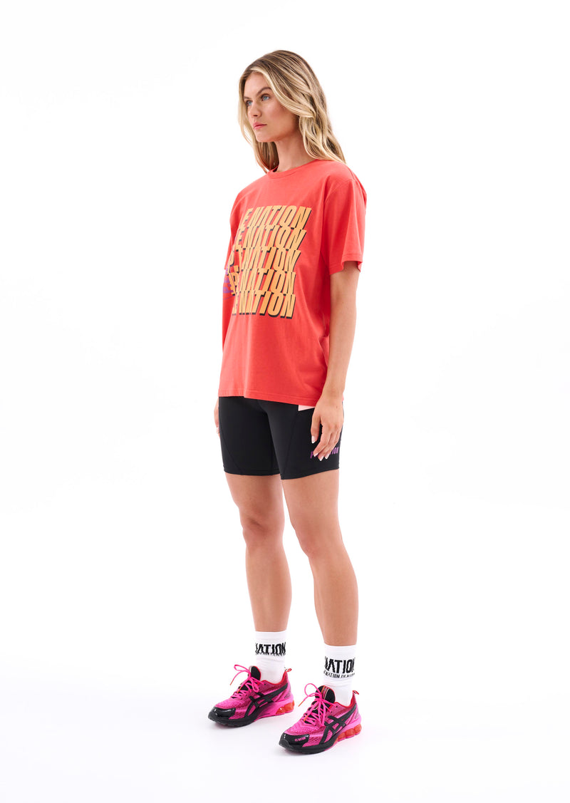 STARDUST TEE IN HOT CORAL