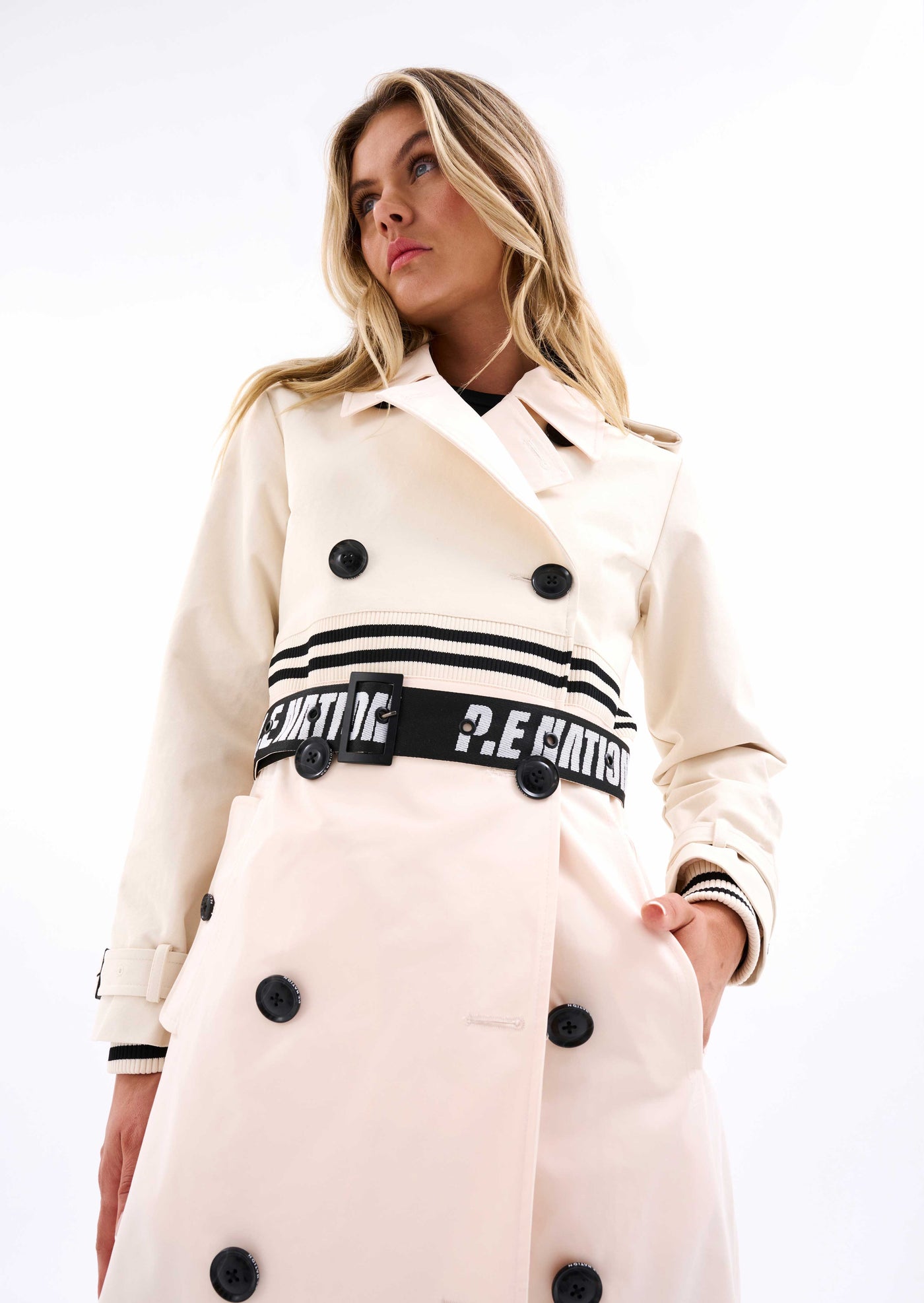 DISTRICT TRENCH COAT IN PEARLED IVORY