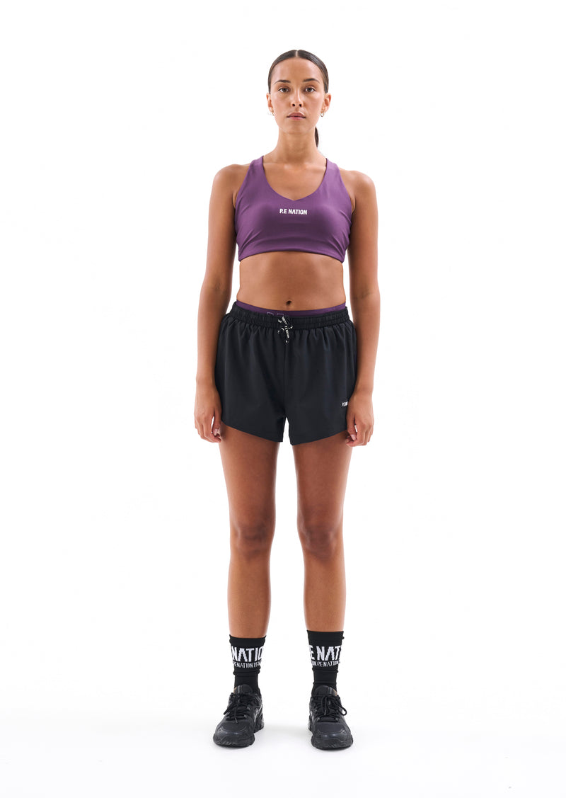 MAXIMISE SPORTS BRA IN PURPLE PENNANT
