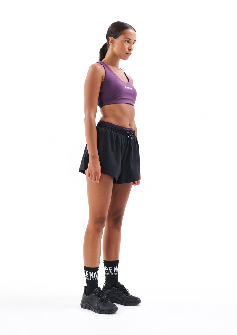 MAXIMISE SPORTS BRA IN PURPLE PENNANT