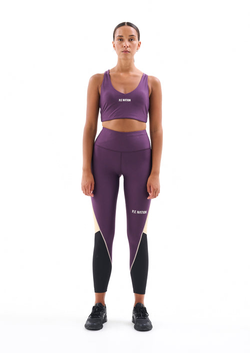 MAXIMISE LEGGING IN PURPLE PENNANT
