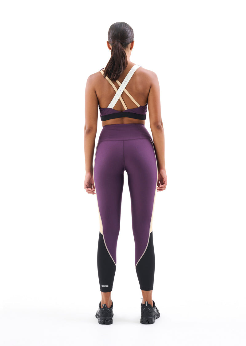 MAXIMISE LEGGING IN PURPLE PENNANT
